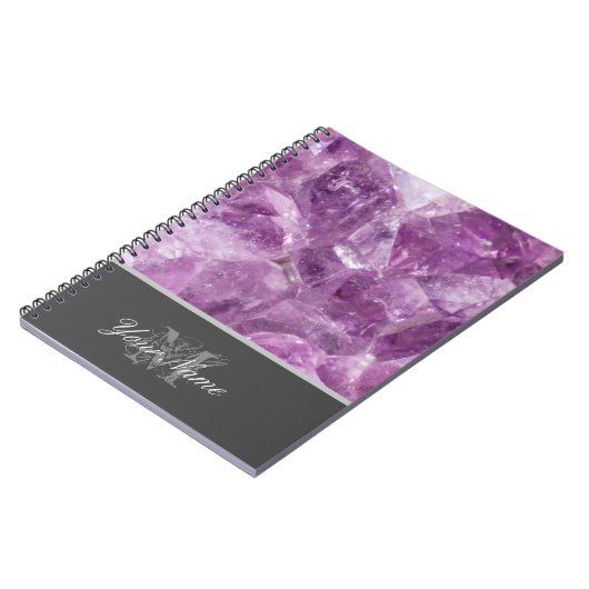  monogram met edelmoedige Amethyst-gem! Notitieboek (Linkerzijde)