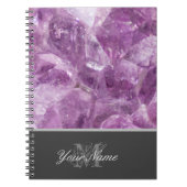  monogram met edelmoedige Amethyst-gem! Notitieboek (Voorkant)