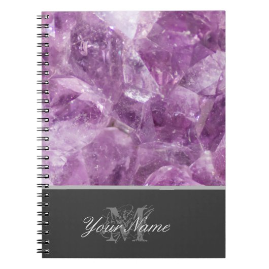  monogram met edelmoedige Amethyst-gem! Notitieboek (Voorkant)
