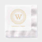 Monogram met één Initiaal rond gestippeld Lijst #3 Folie Servetten (Voorkant)