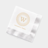 Monogram met één Initiaal rond gestippeld Lijst #3 Folie Servetten (Links)