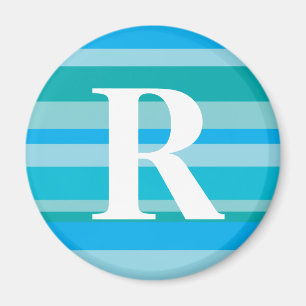 Monogram met een kleurrijke gestreept achtergrond  magneet