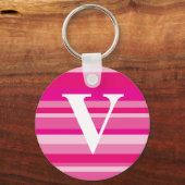 Monogram met een kleurrijke strips achtergrond - V Sleutelhanger (Voorkant)