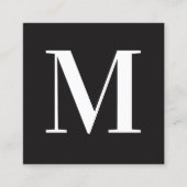 Monogram met één Letter wit en zwart Vierkante Visitekaartje (Voorkant)