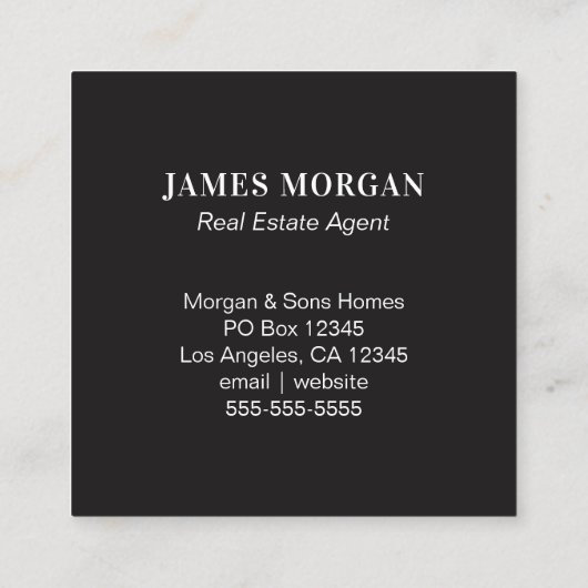 Monogram met één Letter wit en zwart Vierkante Visitekaartje (Achterkant)