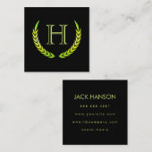 Monogram met Elementen (groen) Vierkante Visitekaartje (Voorkant / Achterkant)