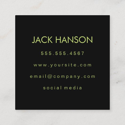 Monogram met Elementen (groen) Vierkante Visitekaartje (Achterkant)