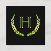 Monogram met Elementen (groen) Vierkante Visitekaartje (Voorkant)