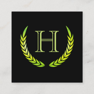 Monogram met Elementen (groen) Vierkante Visitekaartje