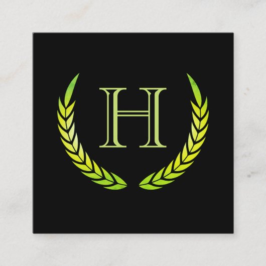 Monogram met Elementen (groen) Vierkante Visitekaartje (Voorkant)