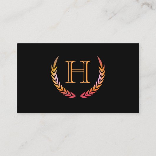 Monogram met elementen (oranje) visitekaartje (Voorkant)