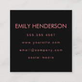 Monogram met elementen (roze) vierkante visitekaartje (Achterkant)