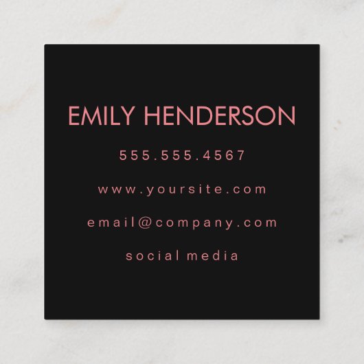 Monogram met elementen (roze) vierkante visitekaartje (Achterkant)