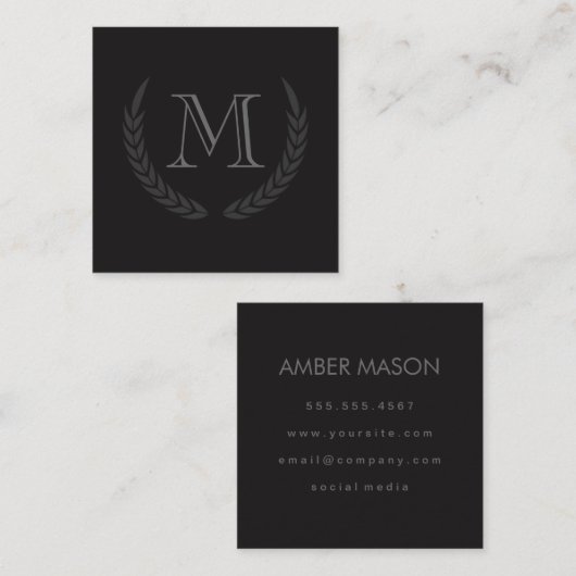 Monogram met Elementen Vierkante Visitekaartje (Voorkant / Achterkant)