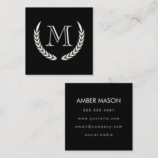 Monogram met Elementen Vierkante Visitekaartje (Voorkant / Achterkant)