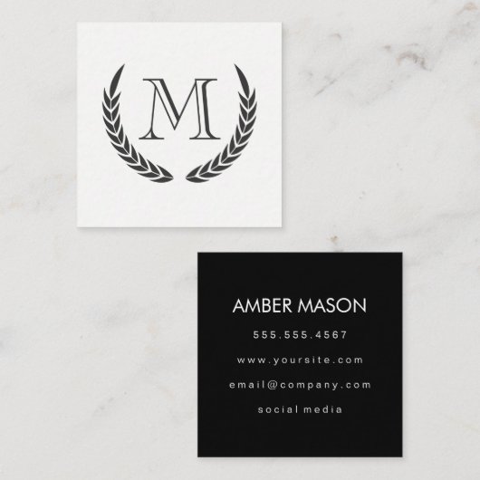 Monogram met Elementen Vierkante Visitekaartje (Voorkant / Achterkant)