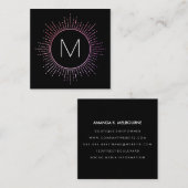 Monogram met Faux Gold Illumined Elements Vierkante Visitekaartje (Voorkant / Achterkant)