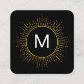 Monogram met Faux Gold Illumined Elements Vierkante Visitekaartje (Voorkant)