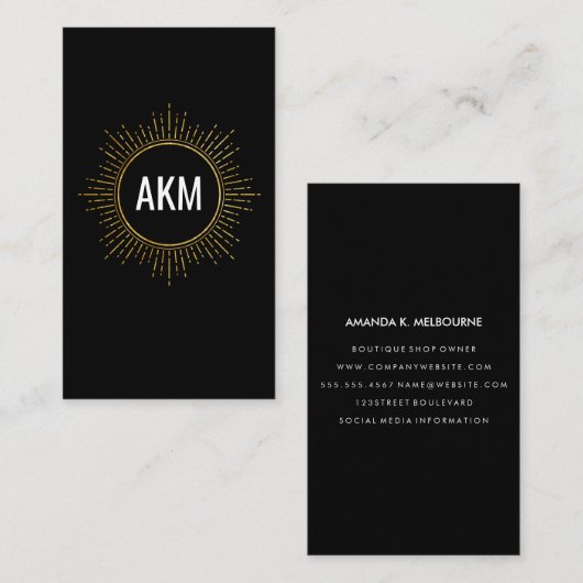 Monogram met Faux Gold Illumined Elements Visitekaartje (Voorkant / Achterkant)