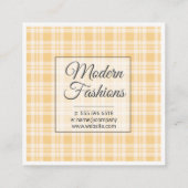 Monogram met Flanel Patroon Vierkante Visitekaartje (Achterkant)