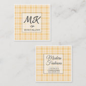 Monogram met Flanelen Patroon Vierkante Visitekaartje (Voorkant / Achterkant)