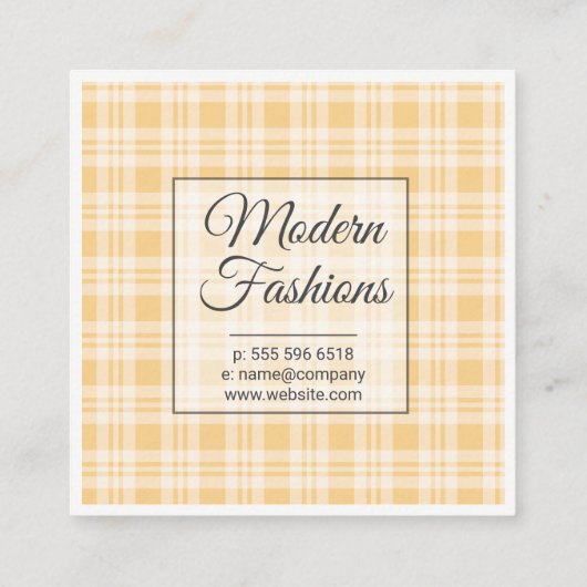 Monogram met Flanelpatroon Vierkante Visitekaartje (Achterkant)