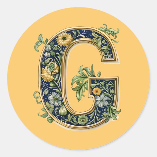 Monogram met G-bloem AI-gegenereerd Ronde Sticker (Voorkant)