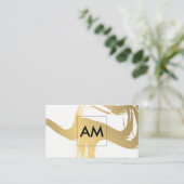 Monogram met geborsteld Faux metallisch goud Visitekaartje (Staand voorkant)