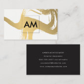 Monogram met geborsteld Faux metallisch goud Visitekaartje (Voorkant / Achterkant)