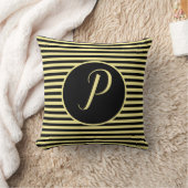 Monogram met gele Lijsten Letter Stripes Cushion Kussen (Deken)