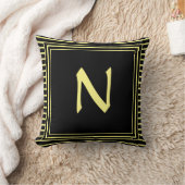 Monogram met gele Lijsten Letter Stripes Cushion Kussen (Deken)