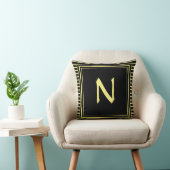 Monogram met gele Lijsten Letter Stripes Cushion Kussen (Stoel)