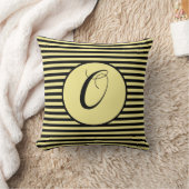 Monogram met gele Lijsten Letter Stripes Cushion Kussen (Deken)