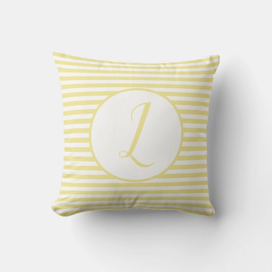 Monogram met gele Lijsten Letter Stripes Cushion Kussen (Voorkant)