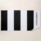 Monogram met gemiddelde strepen, zwart-witte naam strandlaken (Voorkant)