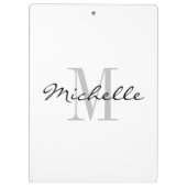 Monogram met gepersonaliseerde elegante zwarte en  klembord (Achterkant)