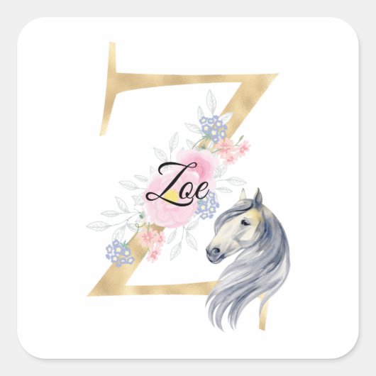 Monogram met gepersonaliseerde Z-letter naam met p Vierkante Sticker (Voorkant)