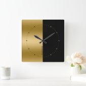 Monogram met gespleten zwart-wit en goudscherm vierkante klok (Huis)