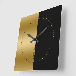 Monogram met gespleten zwart-wit en goudscherm vierkante klok