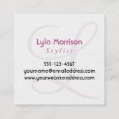 Monogram met Geweven Mandala & Roze Waterverf, 2 Vierkante Visitekaartje (Achterkant)