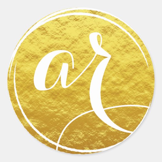 Monogram met goud folie-look ronde sticker (Voorkant)