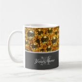  Monogram met gouden kerstballen! Koffiemok (Links)