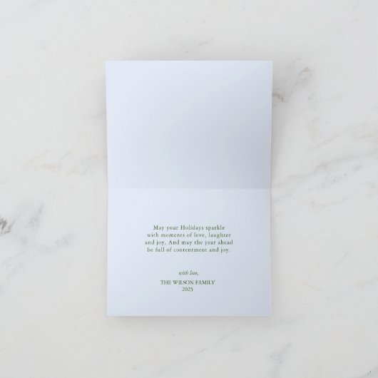 Monogram met Greenery Non foto Folded Holiday C Kaart (Binnen)