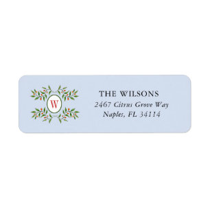 Monogram met Grieks Bleek blauw Etiket