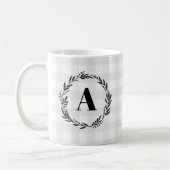 Monogram met grijs Check Patroon Koffiemok (Links)
