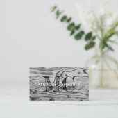 Monogram met grijze zwarte gebrande houten vintage visitekaartje (Staand voorkant)
