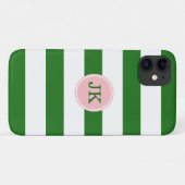 Monogram met groene en roze streep Case-Mate iPhone case (Achterkant (horizontaal))