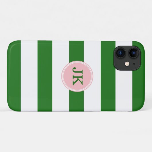 Monogram met groene en roze streep Case-Mate iPhone case (Achterkant (horizontaal))