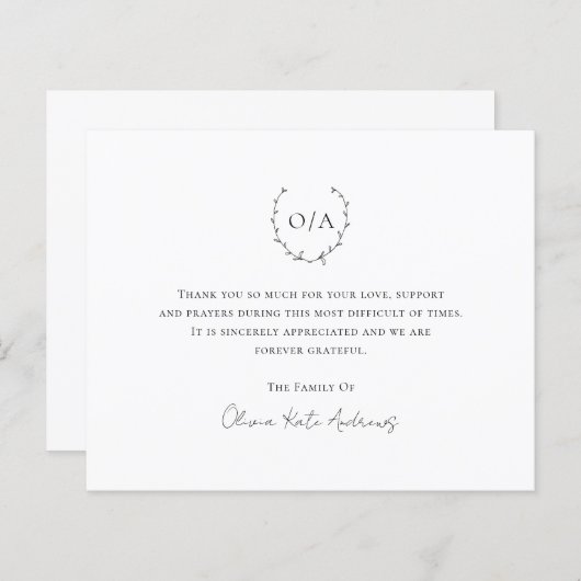 Monogram met grote begroting Funeral Hartelijk dan (Voorkant / Achterkant)