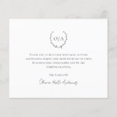 Monogram met grote begroting Funeral Hartelijk dan (Voorkant)